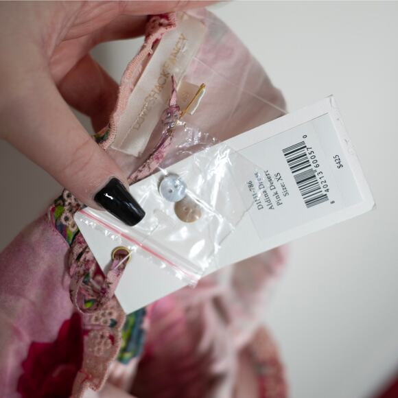 LoveShackFancy Aldina Mini Dress Pink Desert Floral Tiered Crochet SZ XS NWT - Picture 7 of 8